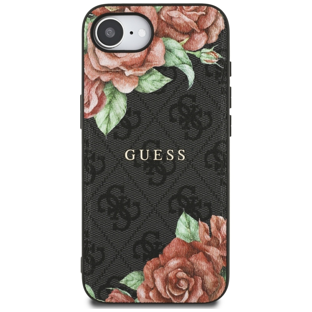 Original Case GUESS 4G Flowers Print MagSafe for Iphone 16e black