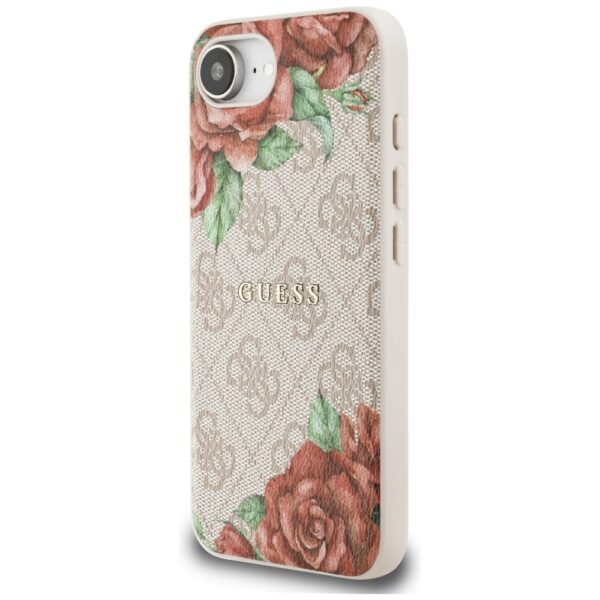 Original Case GUESS 4G Flowers Print MagSafe for Iphone 16e pink