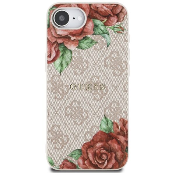 Original Case GUESS 4G Flowers Print MagSafe for Iphone 16e pink