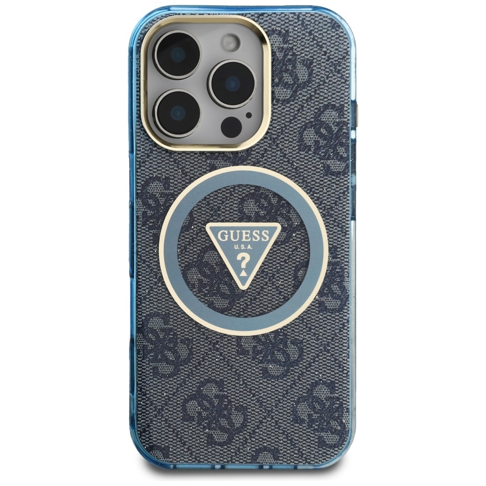 foto_add-317483 Original Case GUESS IML Metal Glitter 4G Circle Triangle MagSafe for Iphone 16 Pro blue