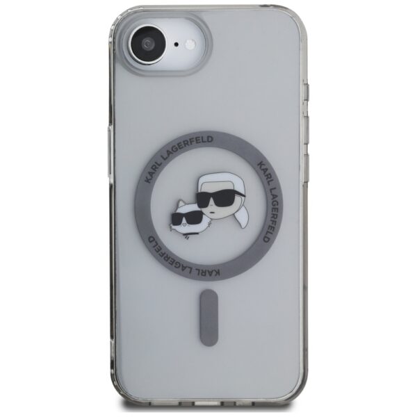 Original Pouch KARL LAGERFELD IML Metal Karl & Choupette Heads MagSafe for Iphone 16e black