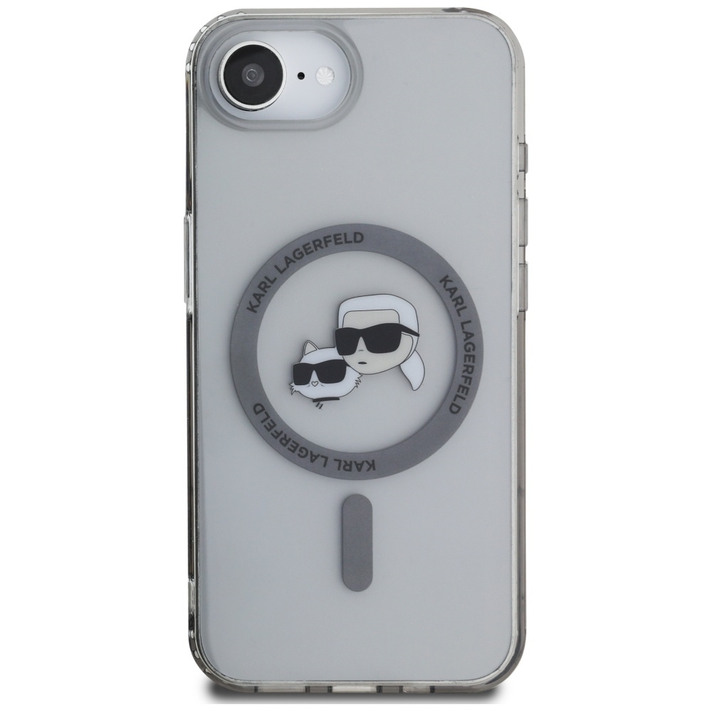 Original Pouch KARL LAGERFELD IML Metal Karl & Choupette Heads MagSafe for Iphone 16e black