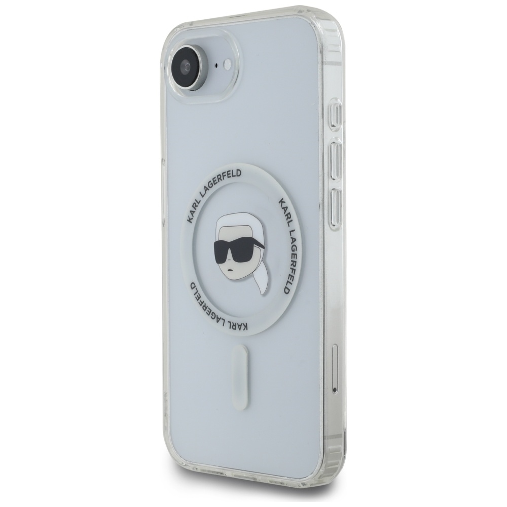 Original Pouch KARL LAGERFELD IML Metal Karl Head MagSafe for Iphone 16e white
