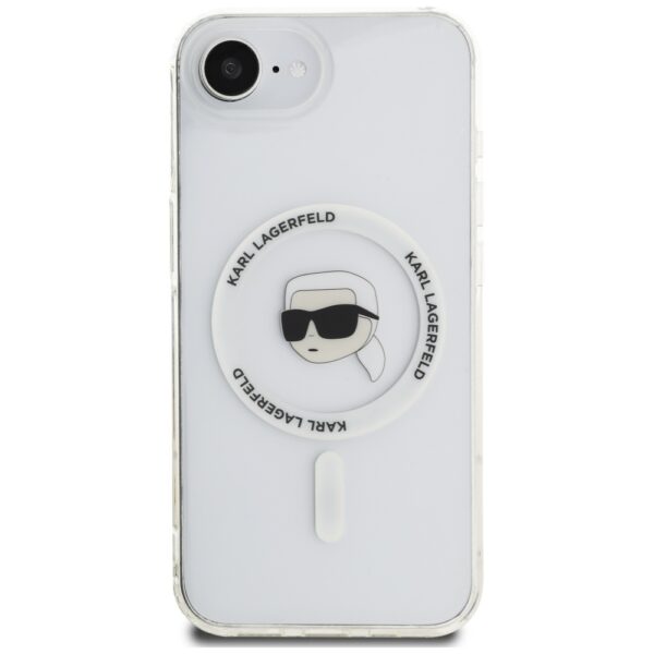 Original Pouch KARL LAGERFELD IML Metal Karl Head MagSafe for Iphone 16e white