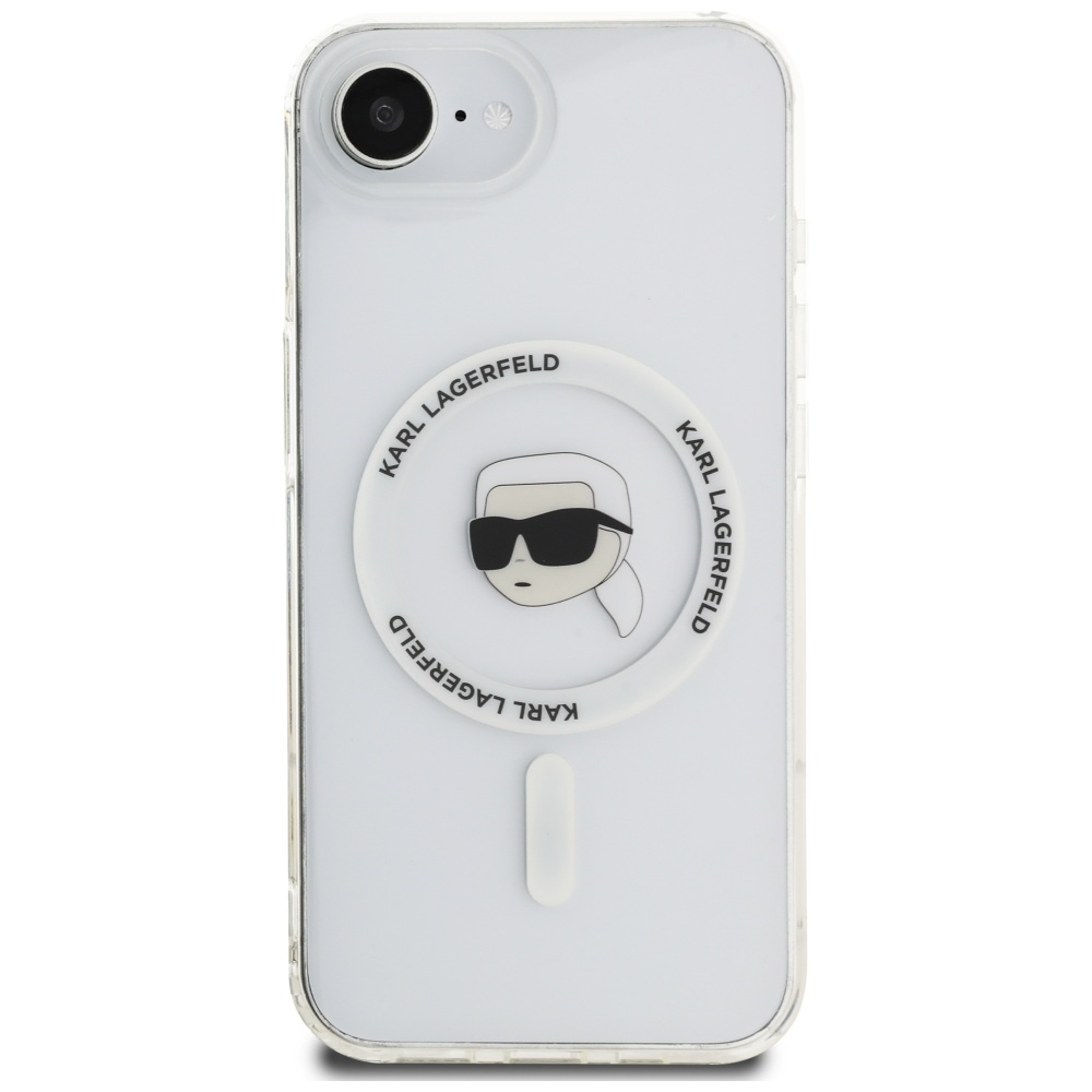 Original Pouch KARL LAGERFELD IML Metal Karl Head MagSafe for Iphone 16e white