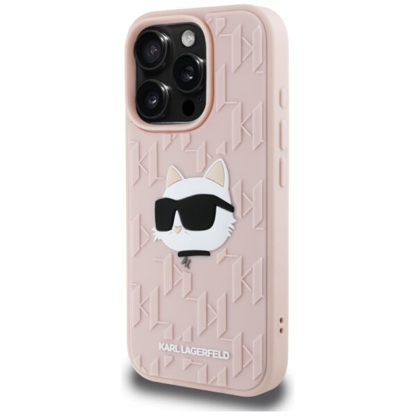 Original Pouch KARL LAGERFELD Lagerfeld 3D Rubber Monogram & Choupette for Iphone 16 Pro pink
