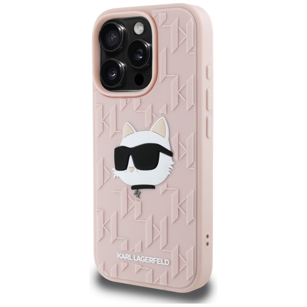 Original Pouch KARL LAGERFELD Lagerfeld 3D Rubber Monogram & Choupette for Iphone 16 Pro pink