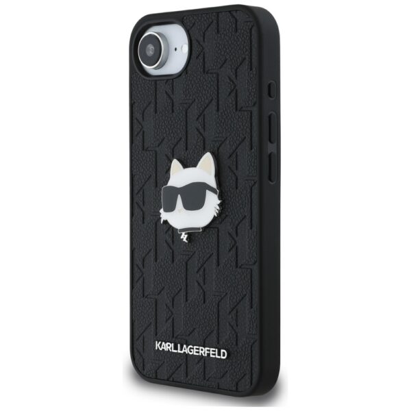 Original Pouch KARL LAGERFELD Monogram Choupette Head Pin for Iphone 16e black
