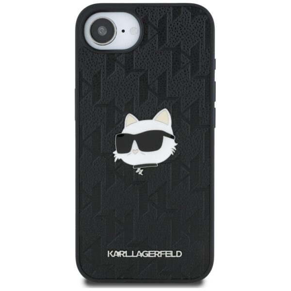 Original Pouch KARL LAGERFELD Monogram Choupette Head Pin for Iphone 16e black