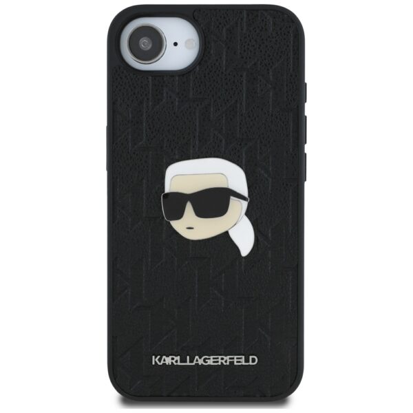 Original Pouch KARL LAGERFELD Monogram Karl Head Pin for Iphone 16e black