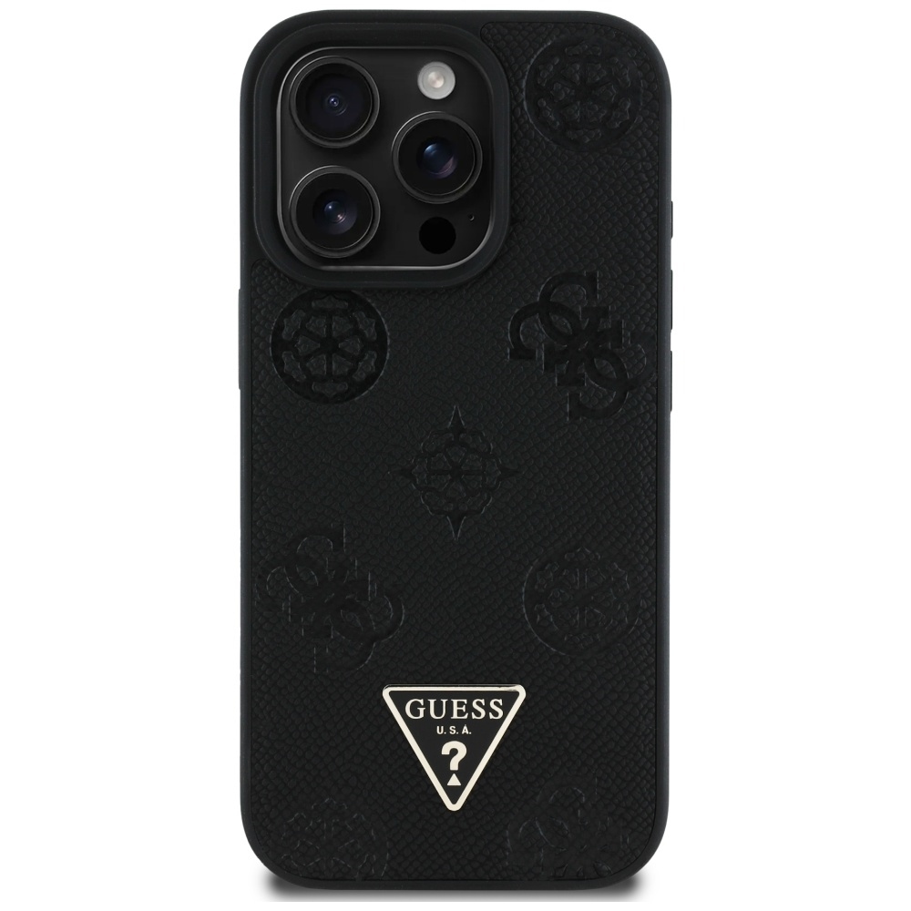 foto_add-317703 Original Case GUESS Grained Hot Stamp Peony Triangle Logo MagSafe for Iphone 16 Pro black