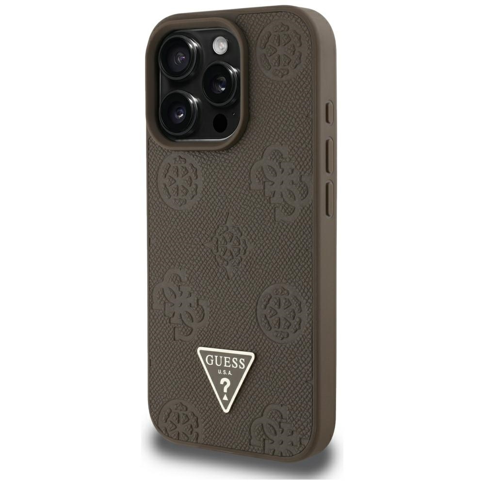 foto_add-317709 Original Case GUESS Grained Hot Stamp Peony Triangle Logo MagSafe for Iphone 16 Pro Max brown
