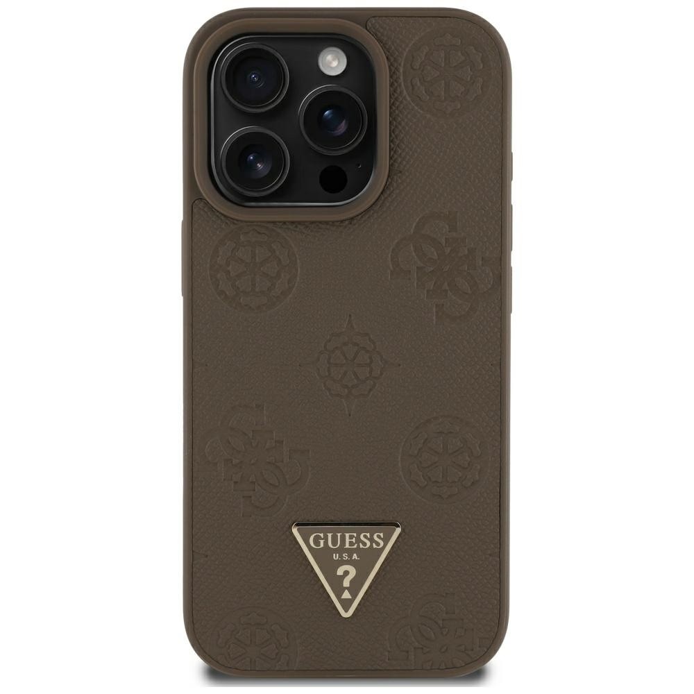 foto_add-317710 Original Case GUESS Grained Hot Stamp Peony Triangle Logo MagSafe for Iphone 16 Pro Max brown
