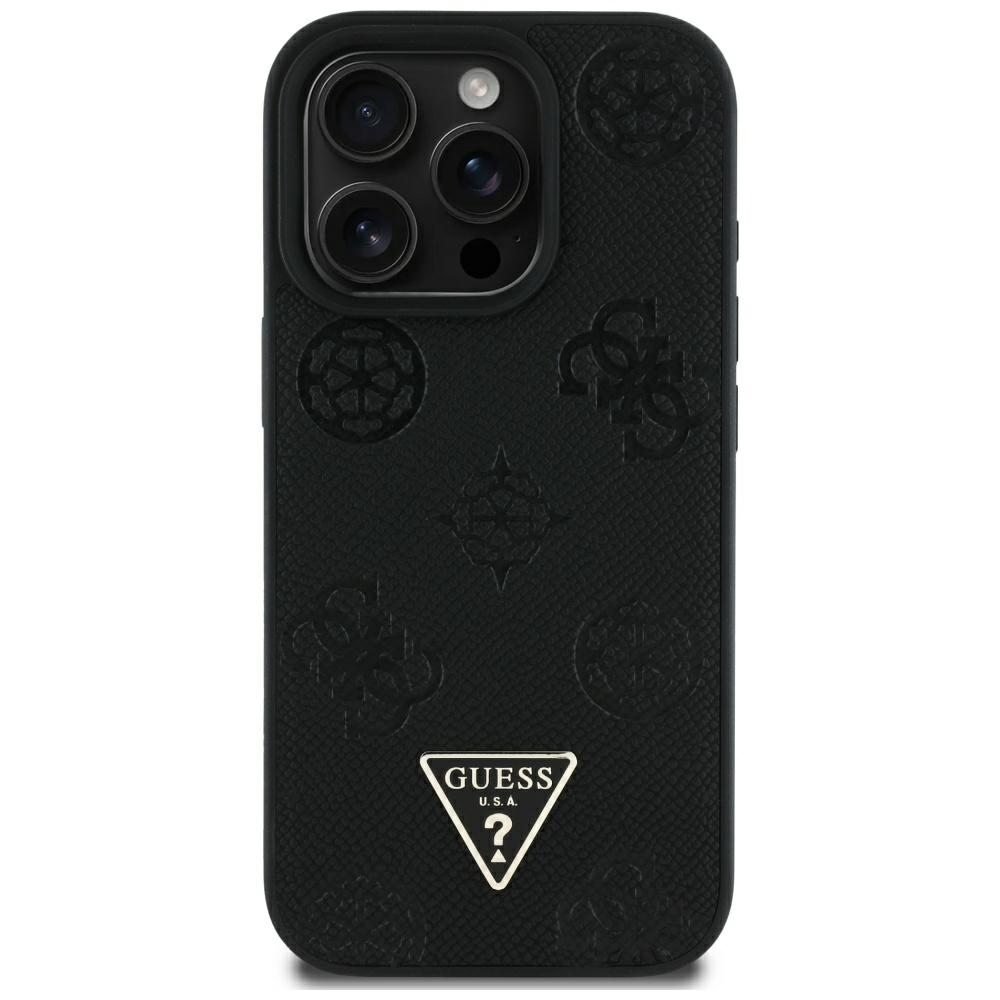 foto_add-317717 Original Case GUESS Grained Hot Stamp Peony Triangle Logo MagSafe for Iphone 16 Pro Max black