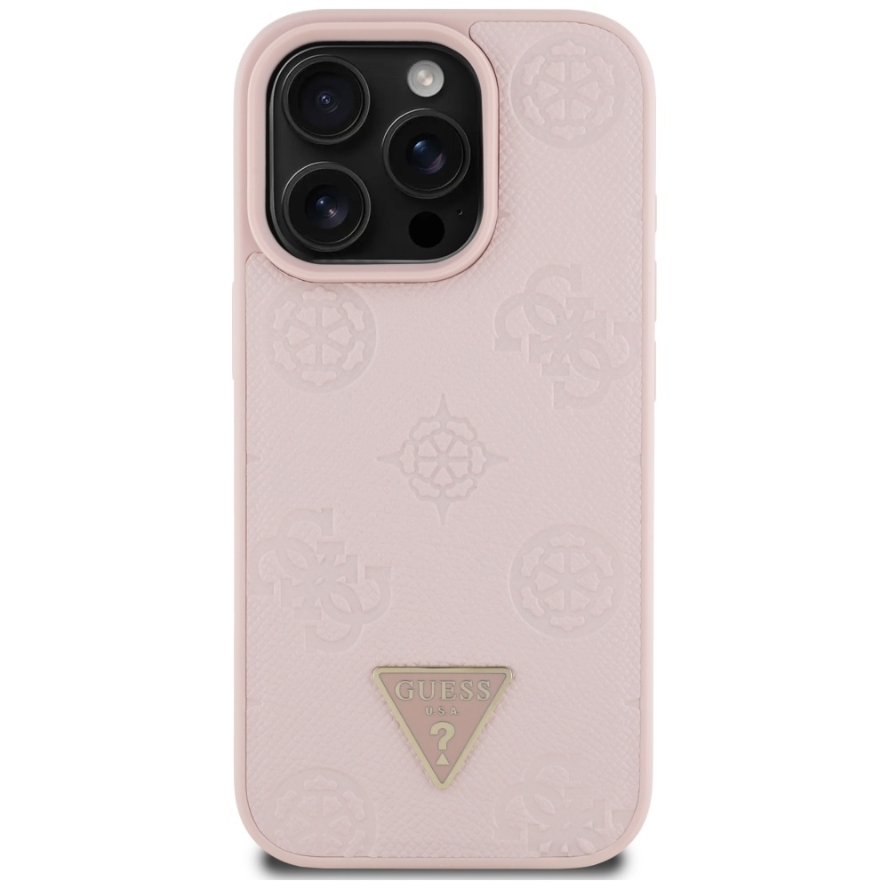 foto_add-317731 Original Case GUESS Grained Hot Stamp Peony Triangle Logo MagSafe for Iphone 16 Pro pink