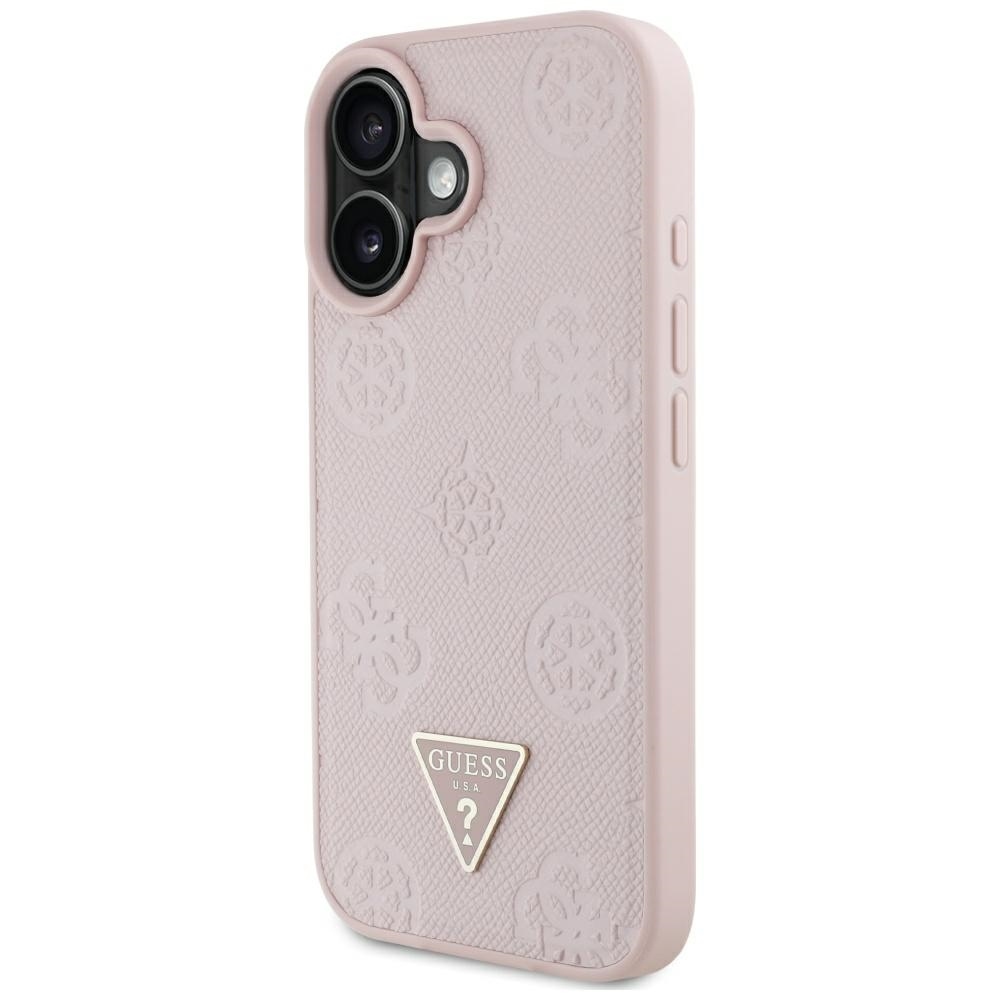 foto_add-317737 Original Case GUESS Grained Hot Stamp Peony Triangle Logo MagSafe for Iphone 16 pink
