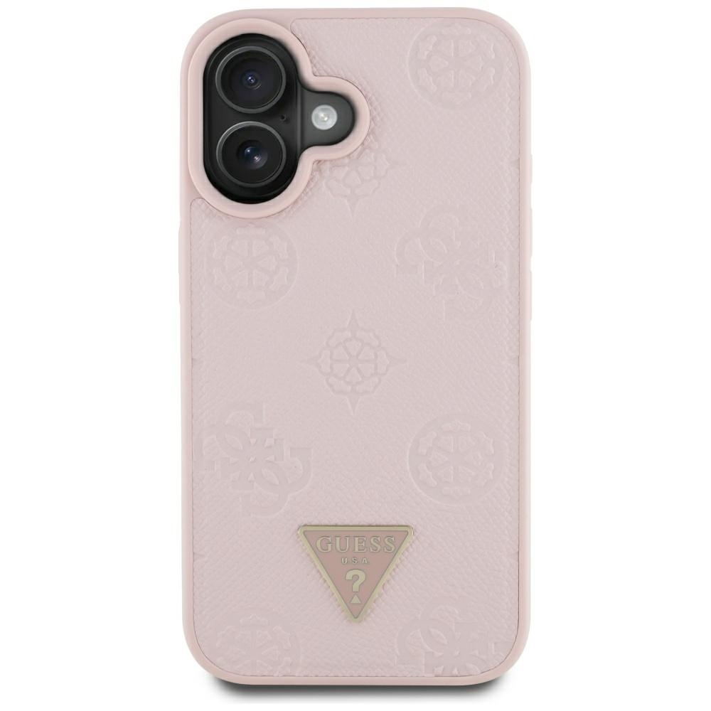 foto_add-317738 Original Case GUESS Grained Hot Stamp Peony Triangle Logo MagSafe for Iphone 16 pink