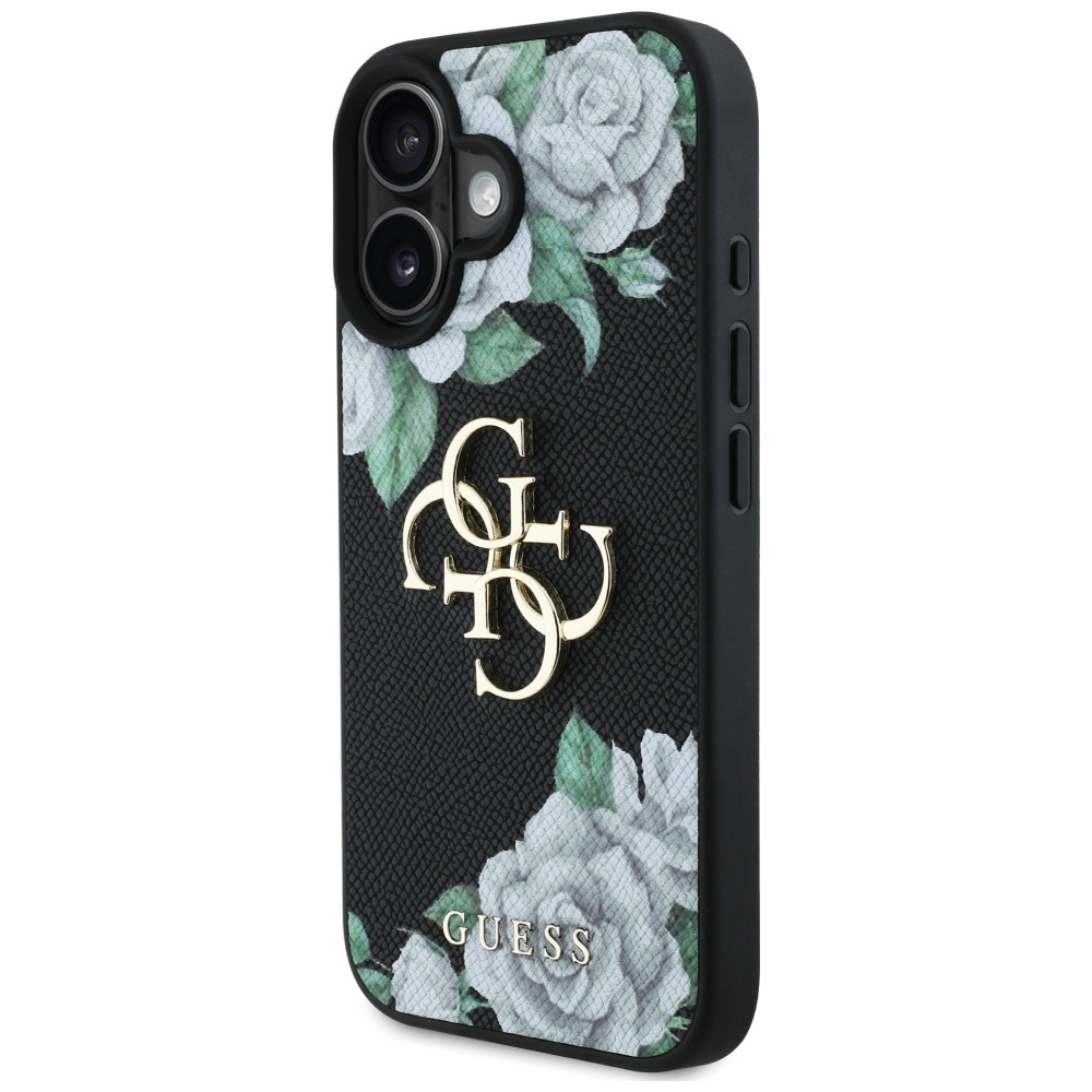 Original Case GUESS Grained Roses Big 4G logo for Iphone 16 black