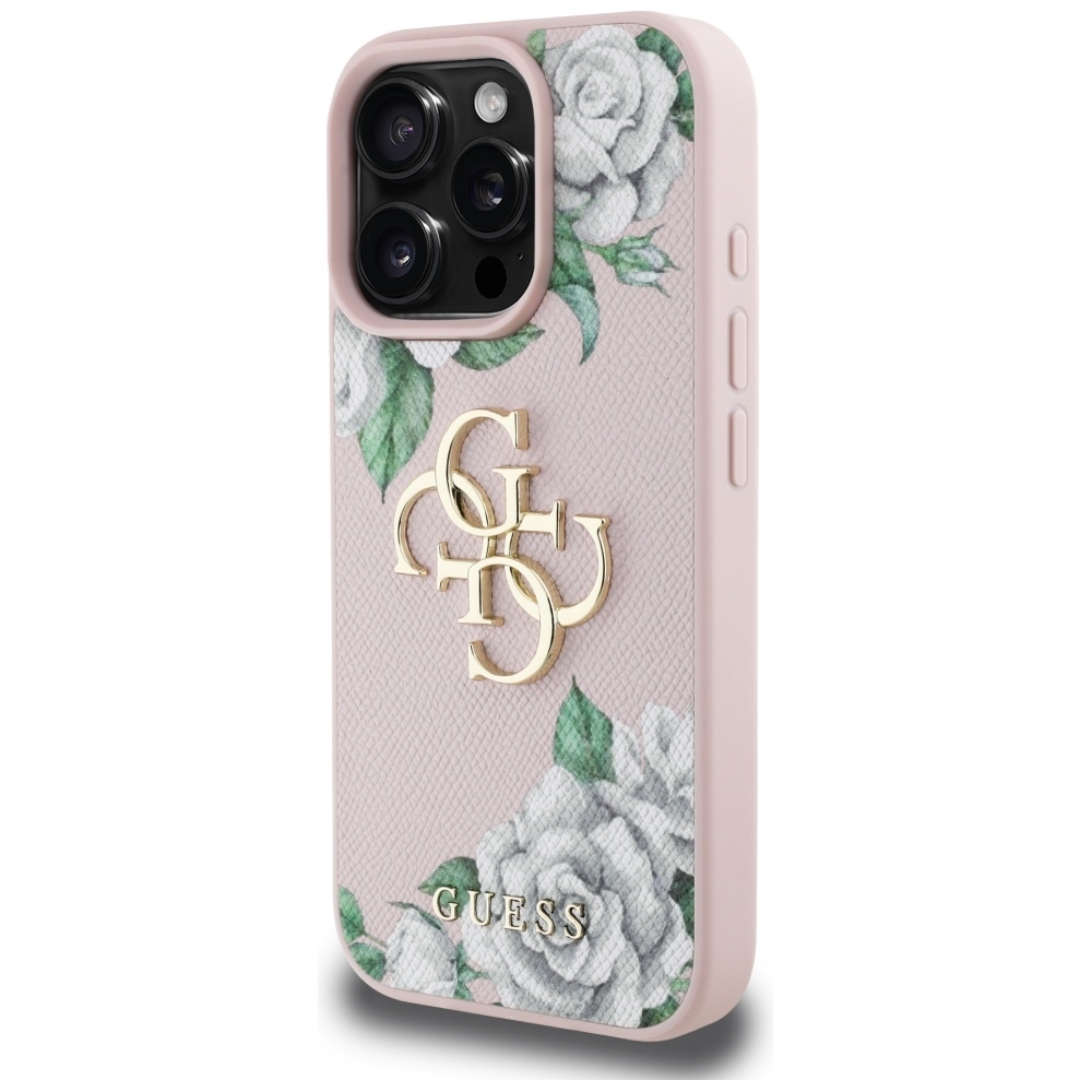 foto_add-317779 Original Case GUESS Grained Roses Big 4G logo for Iphone 16 Pro Max pink