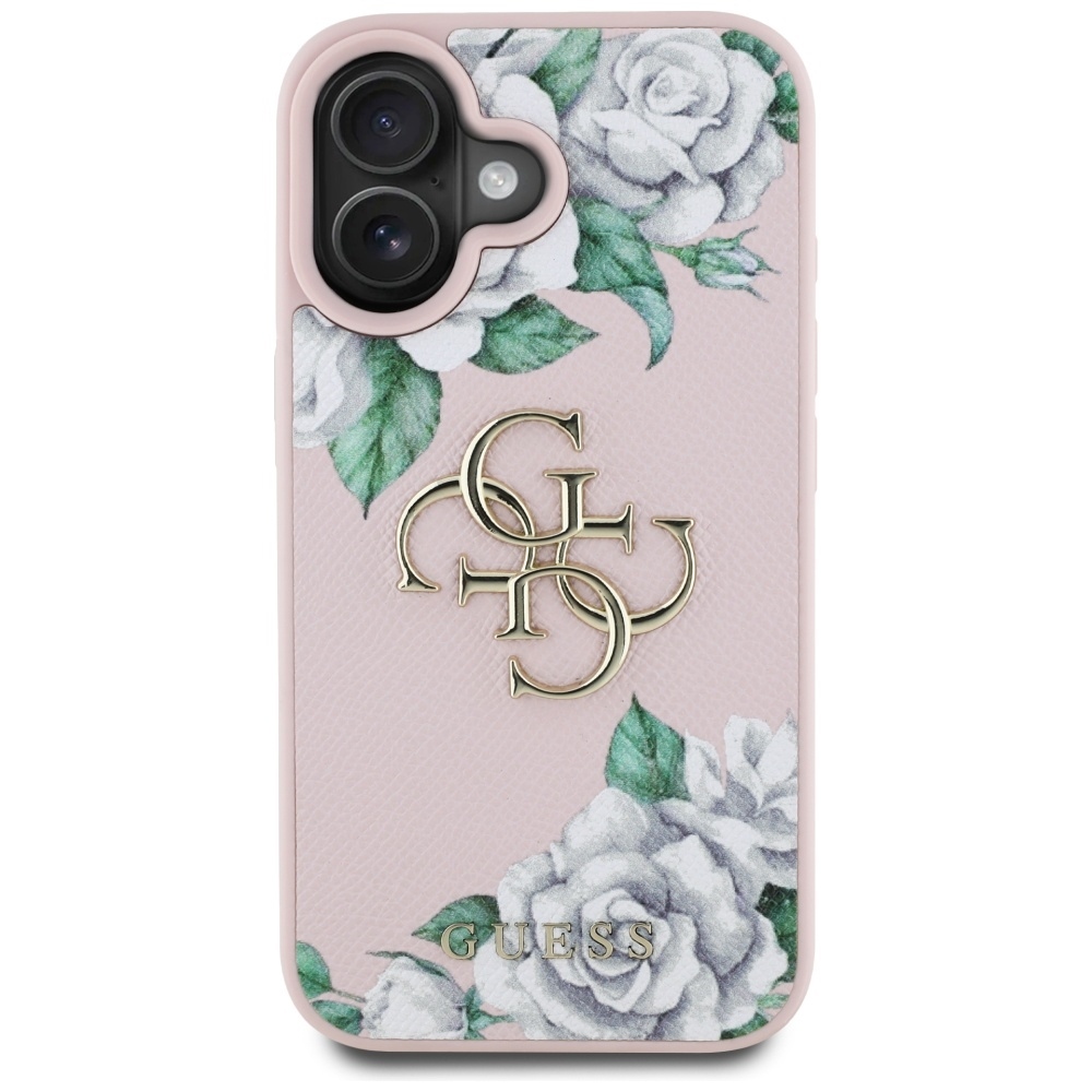 foto_add-317801 Original Case GUESS Grained Roses Big 4G logo for Iphone 16 pink
