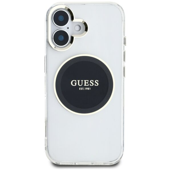 Original Case GUESS IML Metal Colored Circle Classic Logo MagSafe for Iphone 16 black