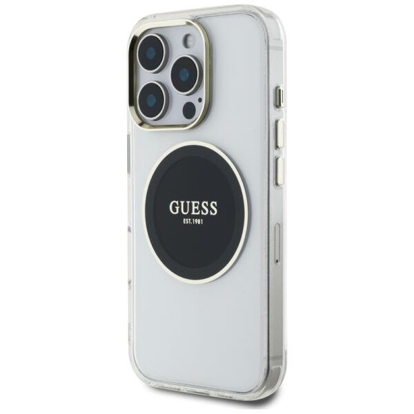 Original Case GUESS IML Metal Colored Circle Classic Logo MagSafe for Iphone 16 Pro black
