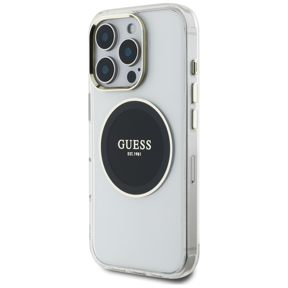 foto_add-317828 Original Case GUESS IML Metal Colored Circle Classic Logo MagSafe for Iphone 16 Pro black