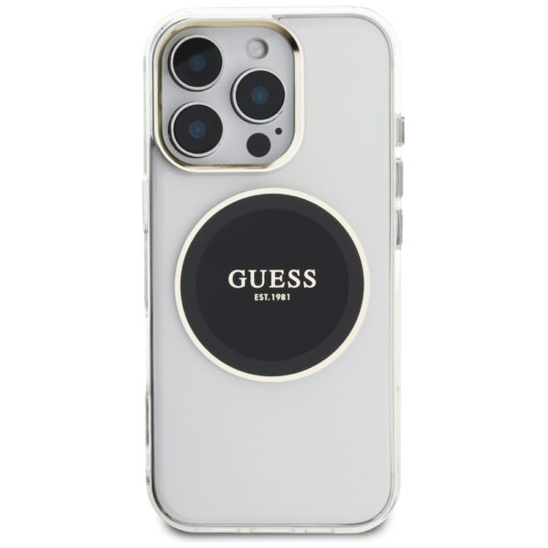 Original Case GUESS IML Metal Colored Circle Classic Logo MagSafe for Iphone 16 Pro black