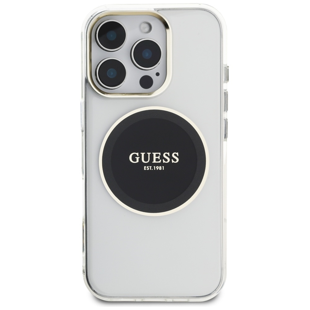 foto_add-317829 Original Case GUESS IML Metal Colored Circle Classic Logo MagSafe for Iphone 16 Pro black