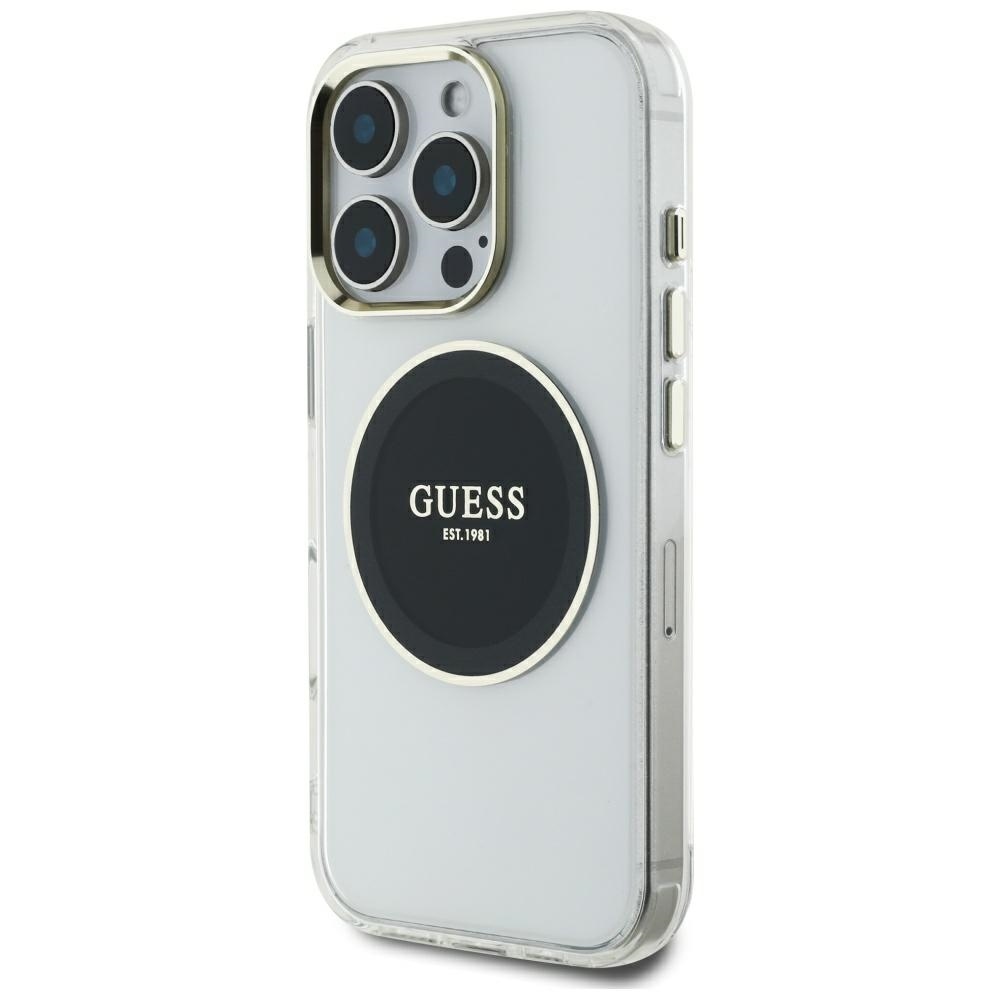 foto_add-317842 Original Case GUESS IML Metal Colored Circle Classic Logo MagSafe for Iphone 16 Pro Max black