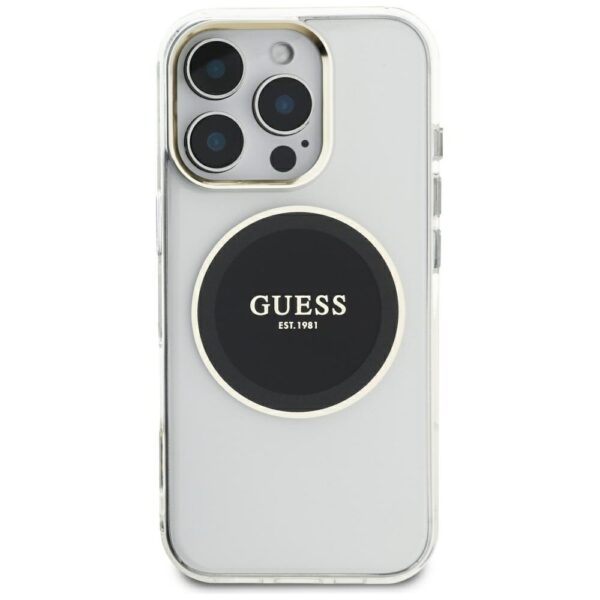 Original Case GUESS IML Metal Colored Circle Classic Logo MagSafe for Iphone 16 Pro Max black
