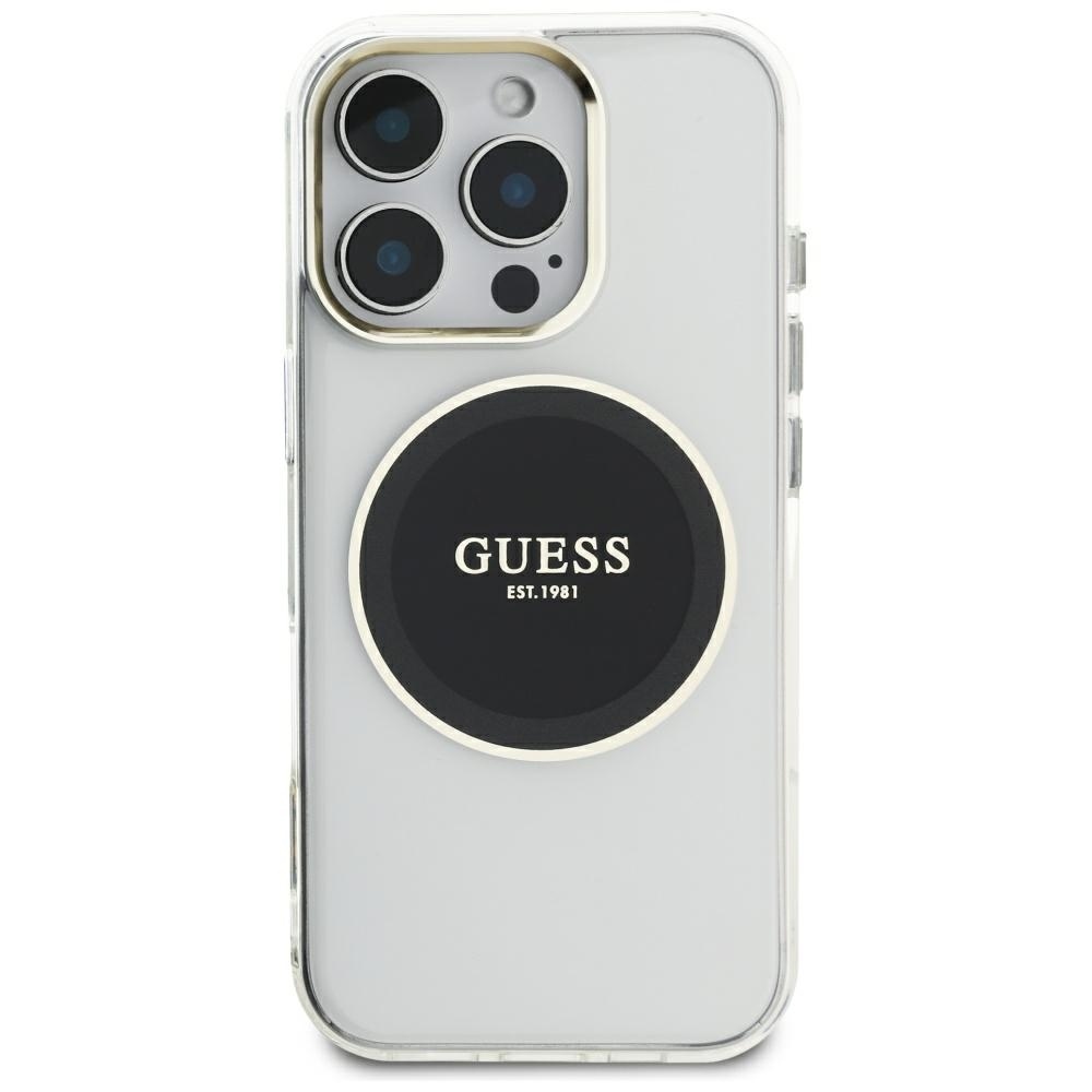 foto_add-317843 Original Case GUESS IML Metal Colored Circle Classic Logo MagSafe for Iphone 16 Pro Max black