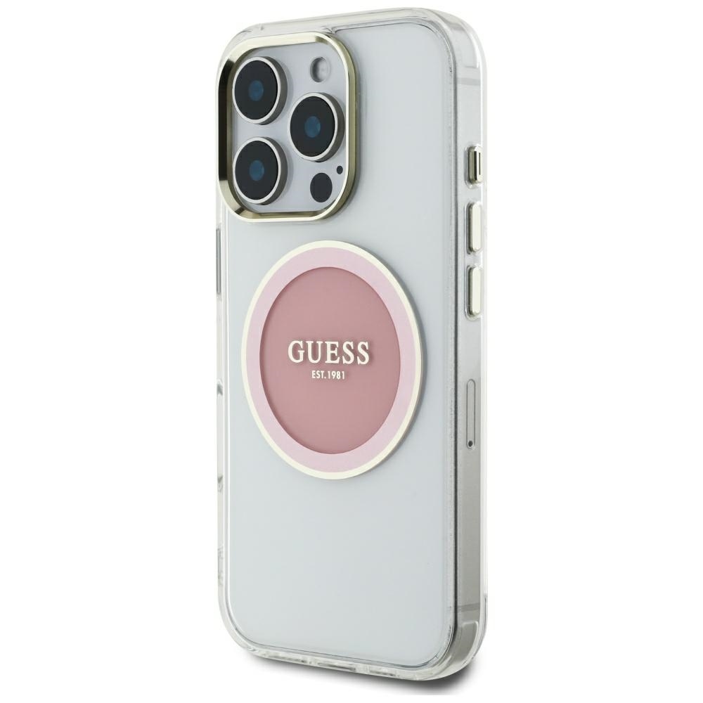 foto_add-317849 Original Case GUESS IML Metal Colored Circle Classic Logo MagSafe for Iphone 16 Pro Max pink