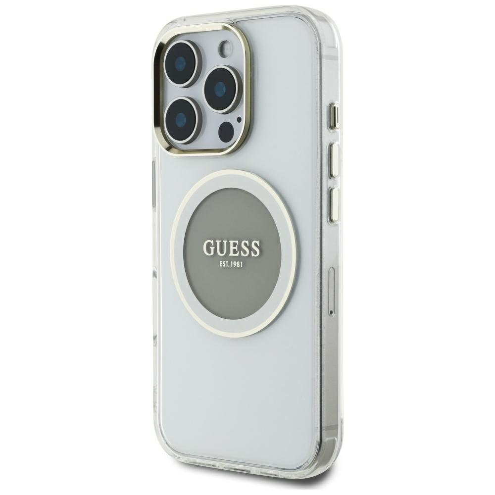 foto_add-317856 Original Case GUESS IML Metal Colored Circle Classic Logo MagSafe for Iphone 16 Pro Max grey