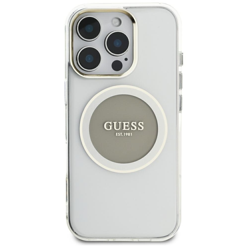 foto_add-317857 Original Case GUESS IML Metal Colored Circle Classic Logo MagSafe for Iphone 16 Pro Max grey