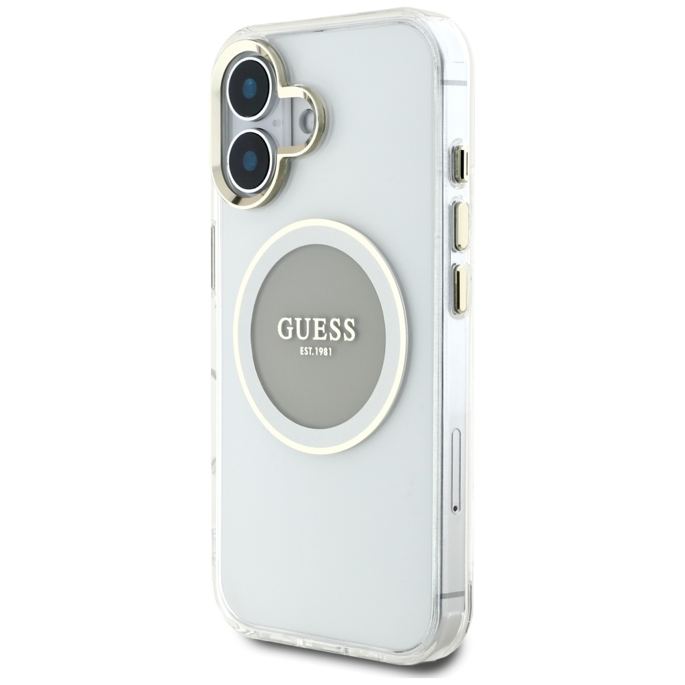 Original Case GUESS IML Metal Colored Circle Classic Logo MagSafe for Iphone 16 grey