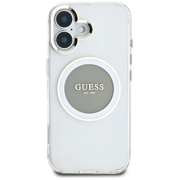 Original Case GUESS IML Metal Colored Circle Classic Logo MagSafe for Iphone 16 grey