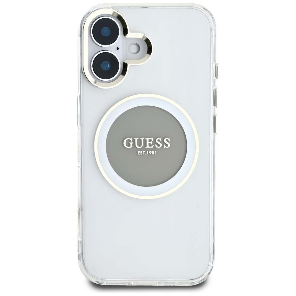 Original Case GUESS IML Metal Colored Circle Classic Logo MagSafe for Iphone 16 grey