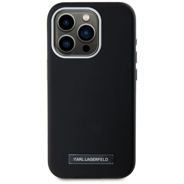 Original Pouch KARL LAGERFELD FW Metal Plate MagSafe for Iphone 15 Pro black