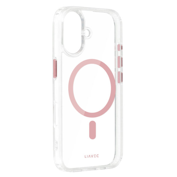 Liavec Glossy Magsafe Clear Case do Iphone 16 różowy