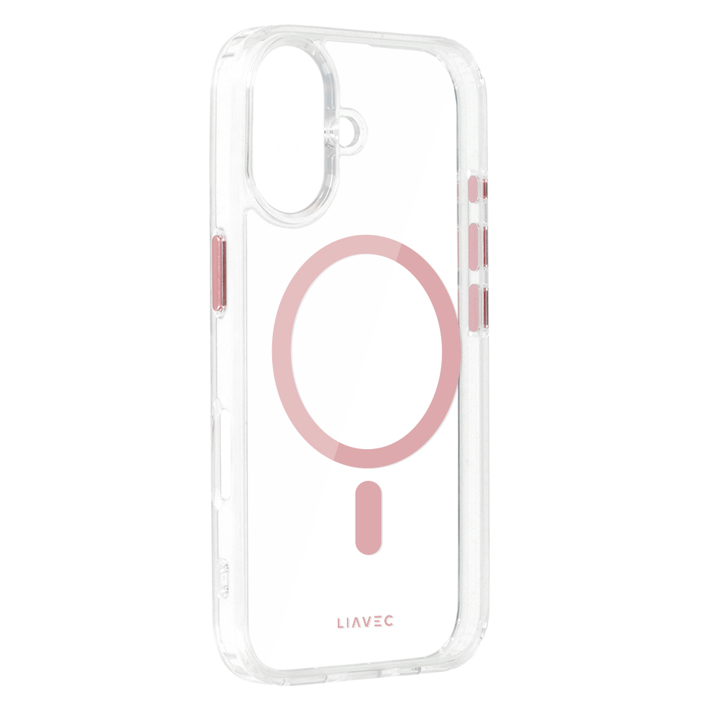 Liavec Glossy Magsafe Clear Case do Iphone 16 różowy