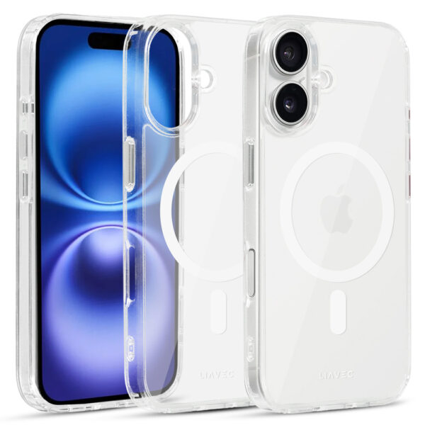 Liavec Glossy Magsafe Clear Case do Iphone 16 white