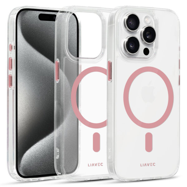 Liavec Glossy Magsafe Clear Case do Iphone 13/14 różowy