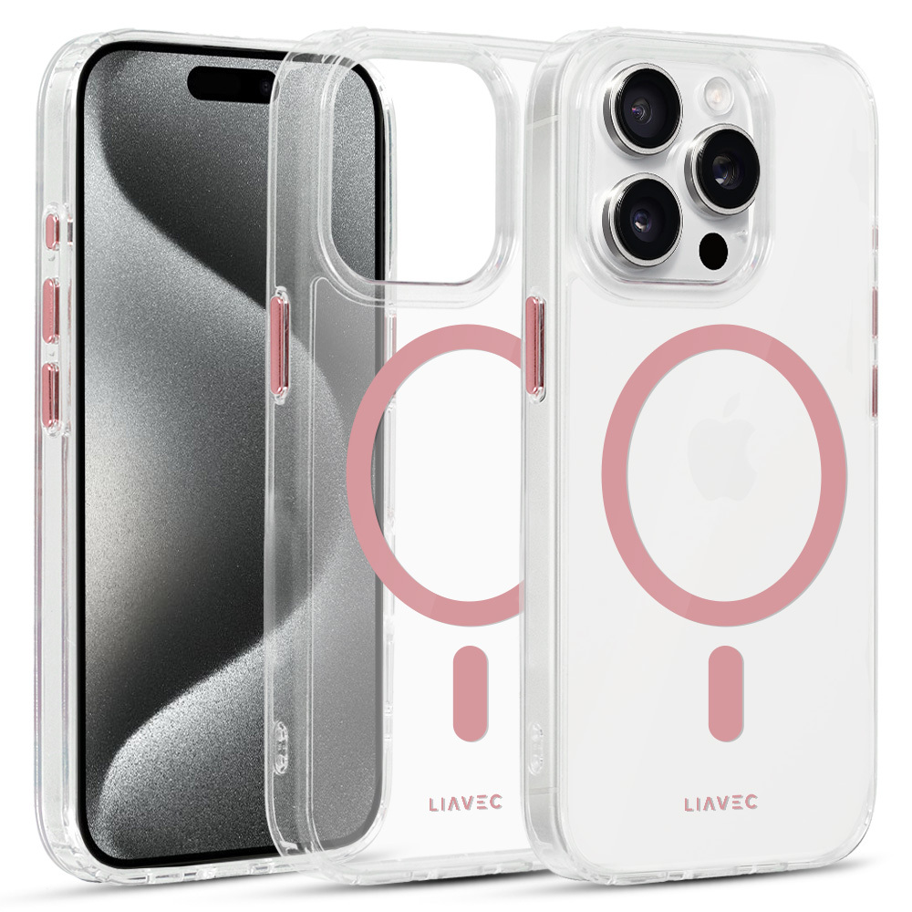 Liavec Glossy Magsafe Clear Case do Iphone 13/14 różowy