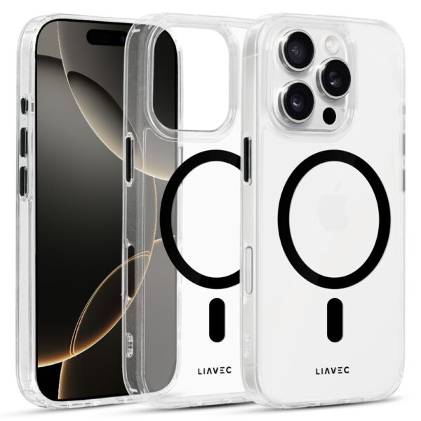 Liavec Glossy Magsafe Clear Case do Iphone 16 Pro black