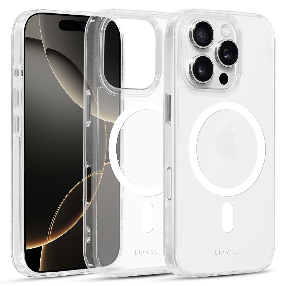 Liavec Glossy Magsafe Clear Case do Iphone 16 Pro Max white