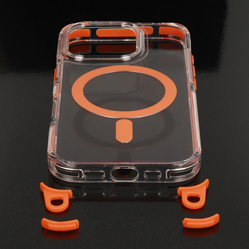 Tel Protect Strap Clear Case for Iphone 15 orange