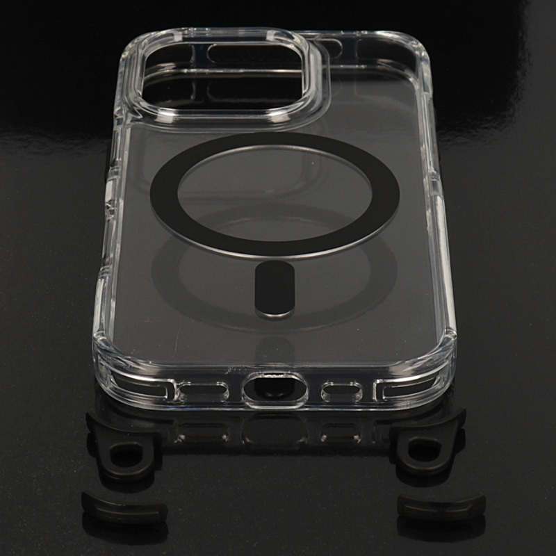 Tel Protect Strap Clear Case for Iphone 15 Pro Max black