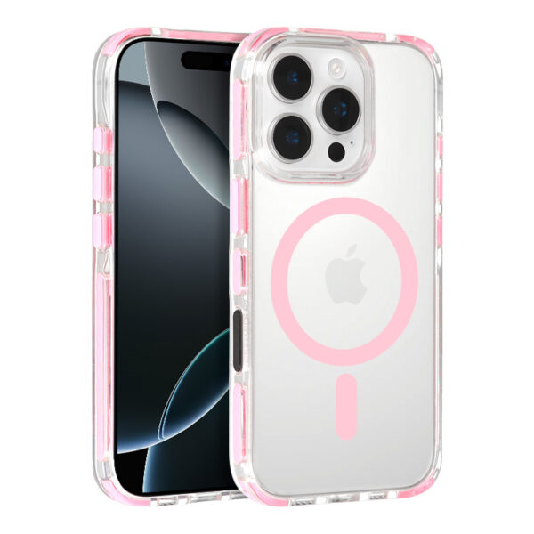 Tel Protect Strap Clear Case for Iphone 15 Pro Max pink