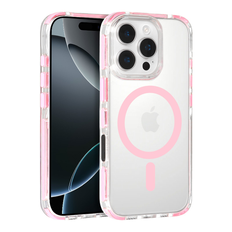Tel Protect Strap Clear Case for Iphone 15 Pro Max pink
